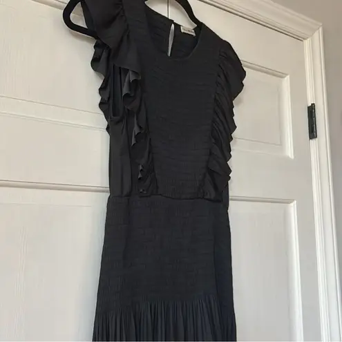 Ulla Johnson Ulla Johnson Coco Midi Dress Noir Black Size 6 Smocked Top Ruffle Sleeve Midi