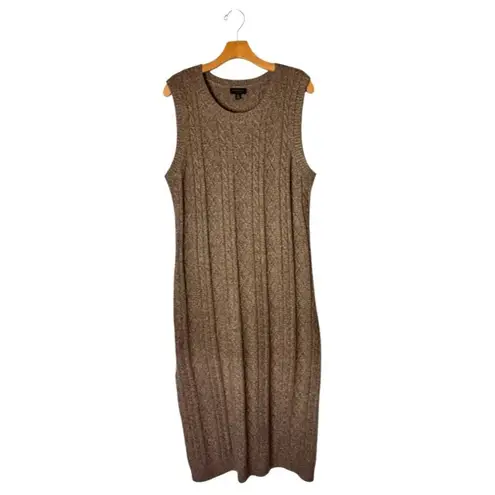 Current Air Anthropologie Dress Women XL Brown Cable Knit Midi Sweater Dress