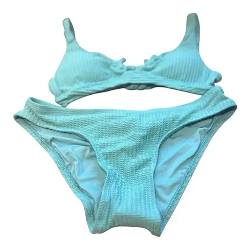 Becca Line in the Bikini Set Scoop Bikini Top & Bottom Size Medium Mineral NWOT