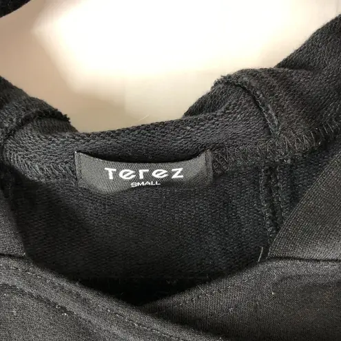 Terez Womens Hoodie Asymmetric Long Hi Low Hem Sleeve Cutouts Thumbholes Black S