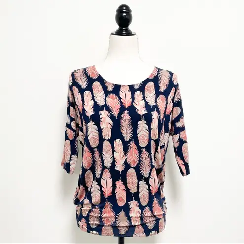 Agnes & Dora Feather Dolman Sleeve Tunic XXS NWT 3/4 Sleeves Navy