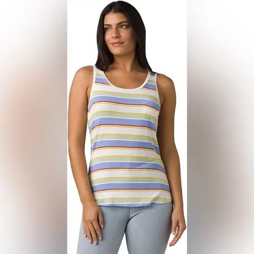 prAna Tank Top Foundation Scoop Neck Women Morning Glory Stripe Shirt Small