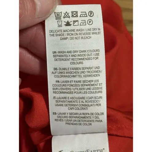 Boden Red Size 6 Short Sleeve Blouse Pleated Neck Silk Blend Keyhole Luxury NWT Red