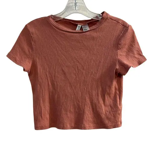 Divided by H&M Women's Mauve Ribbed Crop Top Size M Short Sleeve Casual Purple Size M