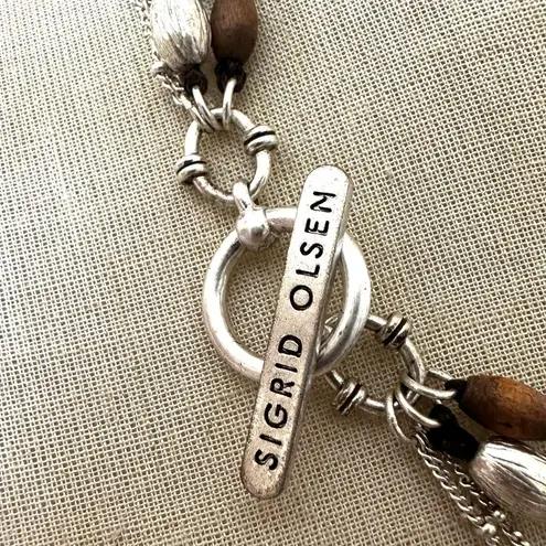 Sigrid Olsen Multi-Strand Wood, Silver-Tone & Freshwater Pearl Necklace