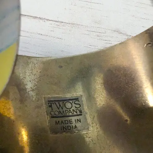 Vintage Two's Company Cuff Bracelet Sand Dollar Blue Yellow