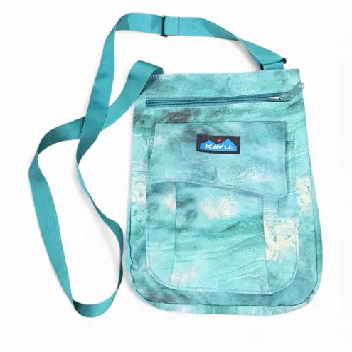 KAVU For Keeps Bag Vinyl Lining Adjustable Crossbody Strap Ocean Storm Colorway