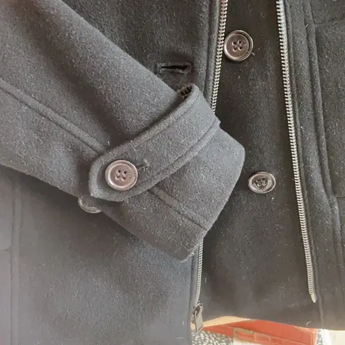 Andrew Marc Wool & Cashmere Blend New York Fleece Zip Button Pea Coat, 6