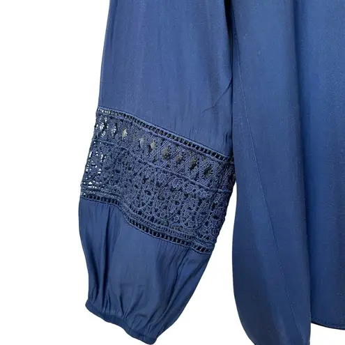 Ramy Brook Navy Blue Crochet Detail Blouse - Size S/P