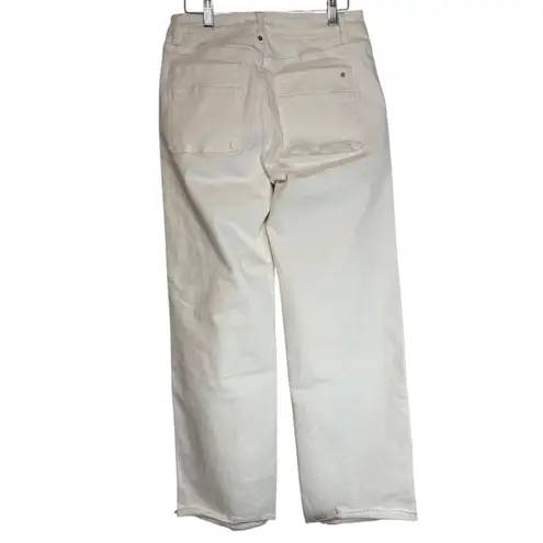 Mica Los Angeles White Wide Leg Crop Jeans Size 28 Raw Hem Cropped