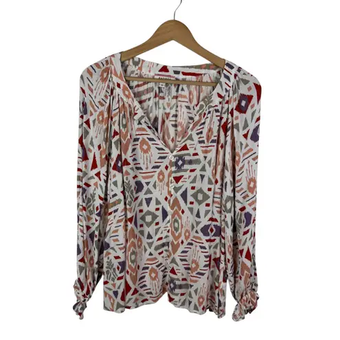 Andree by Unit Andree by Unit Modern Abstract Blouse Size 1X Long Sleeve Lightweight Artsy - Image 2