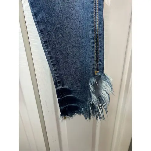 Kancan Women's Mid Rise Super Skinny Distressed Jeans Blue Size 9/28