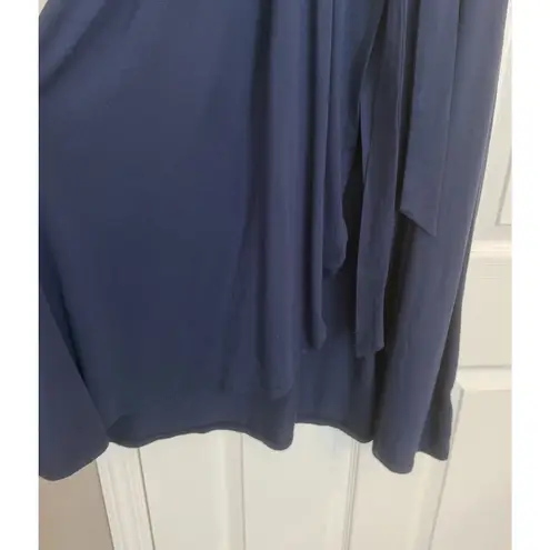 Quince Tencel Jersey Wrap Midi Dress Size XS Navy Blue Work Office Career