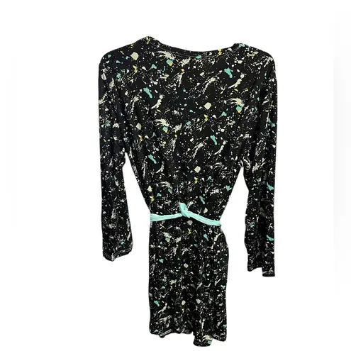 Kickee Pants Mid Length Robe in confetti splattered Black Size M