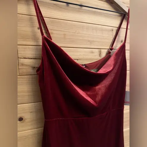 NWT Taylor Size 2/XS Strappy Red Orange Cowlneck Velvet Midi Dress