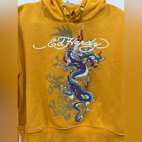 Ed Hardy Dragon Tattoo Pullover Gold Hoodie Junior Women Sz XL
Signature Logo