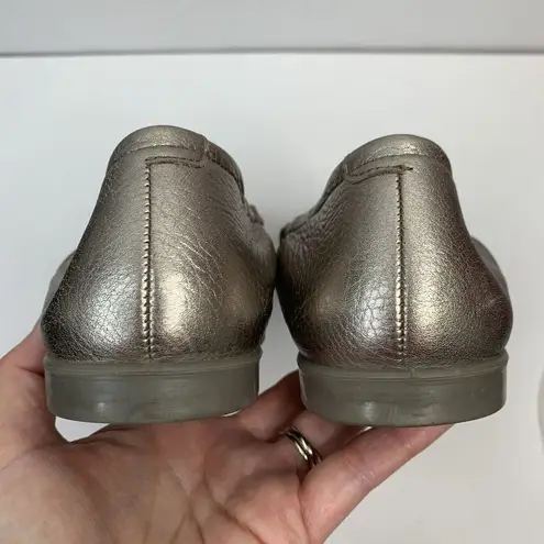 ECCO Size 8 Ballet Flat Shoes Incise Enchant Metallic Bronze Leather Ballerina Gold