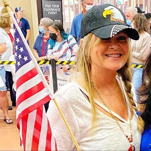 Amrita Singh American Eagle Patriotic Baseball Cap By