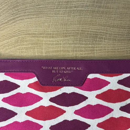Estee Lauder Lips Kiss Pouch Magenta Pink Red Canvas Travel Cosmetic Makeup Bag