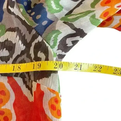 Tribal Boho Peasant Sheer Blouse Size 6 Southwestern Aztec Hippie Flowy Colorful