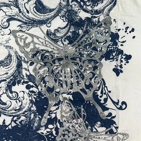 L.A. Blues NWT Size 4X White - Butterfly Graphic Print Knit Top Shirt
