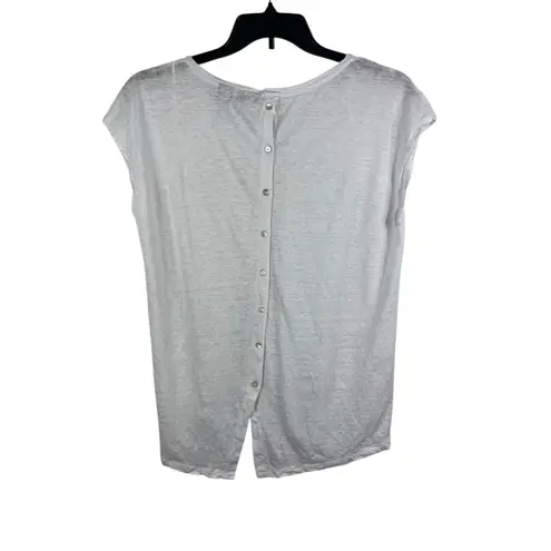 Tahari 100% Linen White Button Back Top Women’s XL Lightweight Short Sleeve