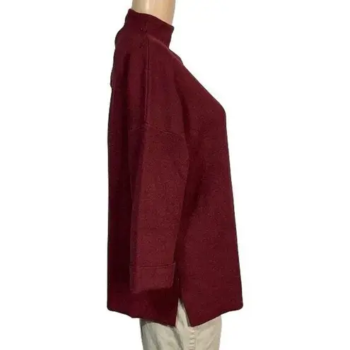 Tahari  Womens Sweater Boxy Mock Neck Pullover Oversized Burgundy Red Medium