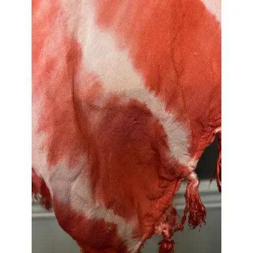 Mimi Shirt Womens Large Red White Tie Dye Cami Tassel Fringe Handkerchief Boho Orange