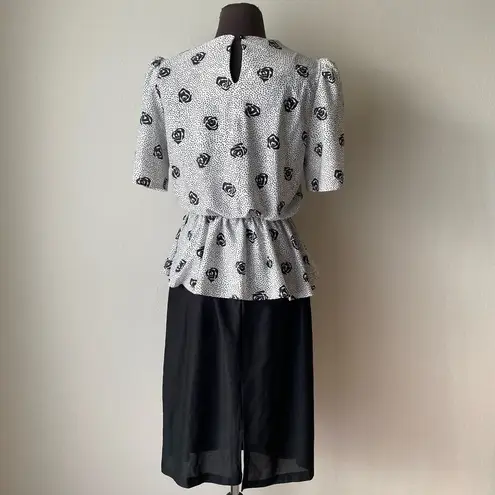 Vintage sz M one piece 80s midi dress Black Size M