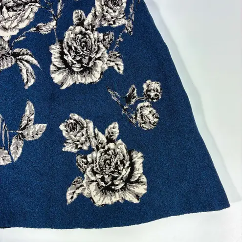 Oscar de la Renta Rose Printed Jacquard Dress Indigo White Medium NWT 25SN112DRJ