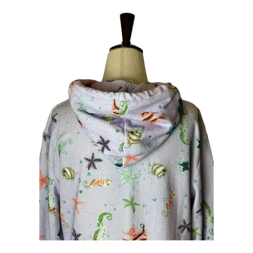 Hill House Purple Sea Creatures Hooded Terry Cloth The Allie Zip Up Size XS NWT