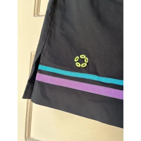 Bamboo Traders Black Colorful Pink Green Funky Boho Button Embroidered Skort 16 - Image 3