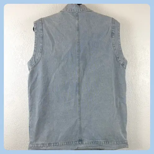 The Foxy Kind Light Wash Denim Vest S/M Button Front Trucker Grunge Style Blue Size undefined
