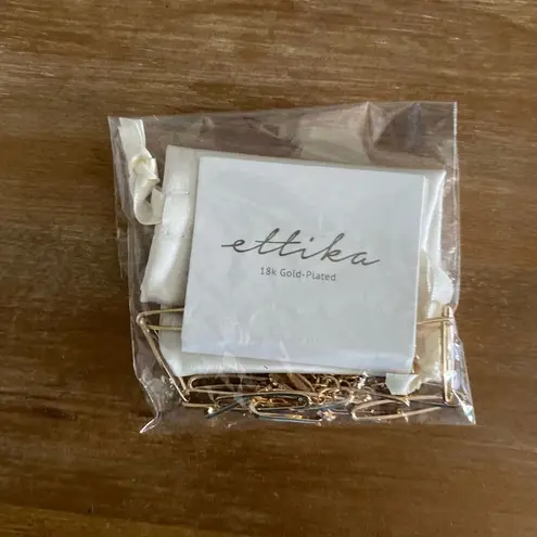 Ettika NWT Crystal Paperclip Chain Necklace 18K gold plating jewelry