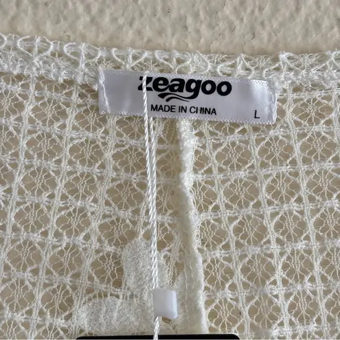 Zeagoo White Lace Swim Coverup with Scalloped Edges Size Large NWT