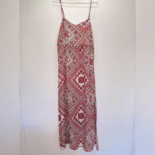 Skies Are Blue Coral Pink & Ivory Boho Spaghetti Strap Maxi Dress from ModCloth