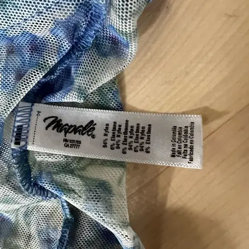 MAPALE 8594 Blue Floral Lace Teddy Bodysuit Crotchless Plus Size 2X/3X