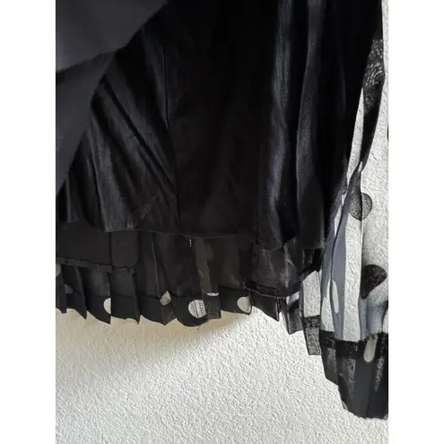 Vtg 90s CLIO Black Gold Pleated Polka Dot Maxi Long Skirt Women’s Size M Medium