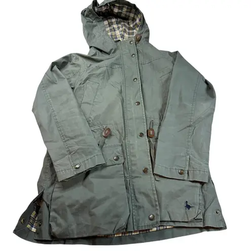 Jack Wills Women Olive Green Plaid Lined Hooded Field Jacket Parka UK 10 US 6