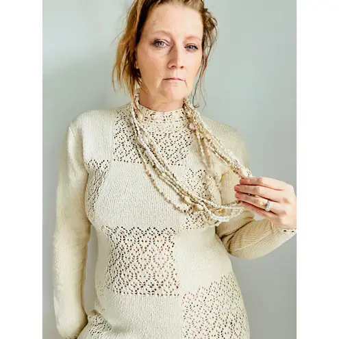 Vintage Set of Seashell Necklace Long Strands Beige Beachy Neutral