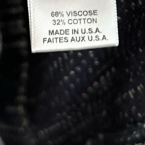 MISA Los Angeles Navy White Marled Karine Fringe Frayed Cropped Sweater Small