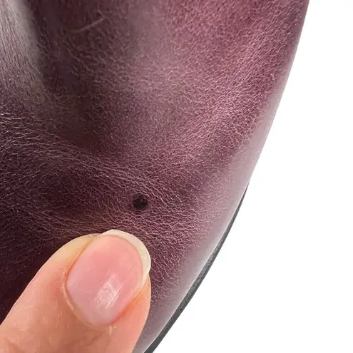 Born Gillian Moto Leather Ankle Boots Block Heel Zip Burgundy Aubergine Size 7M Red