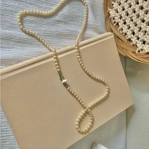 Seashell Peachy Pink Pearl Necklace Vintage “Sorcha” 30” Marquise Elegant Beachy