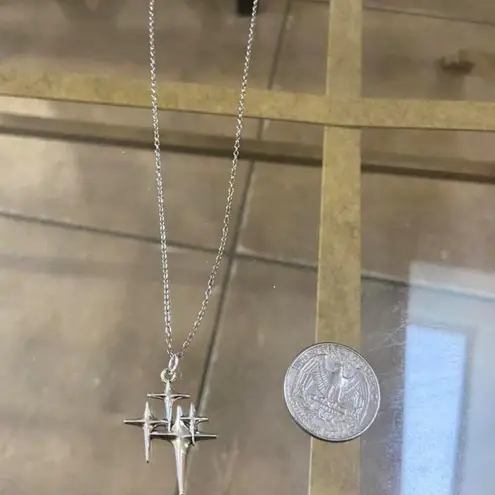 Handmade Y2K Punk Silver star pendant PU Silver necklace , Gothic Grunge jewelry