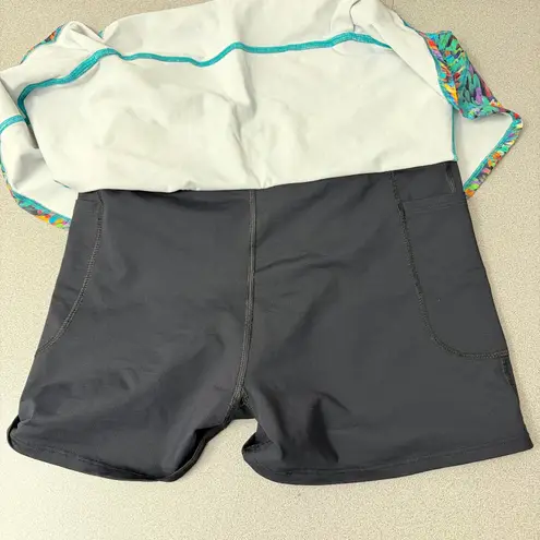 Dona Jo Skort Skirt Small Womens Blue Multi Abstract Tennis Pickleball Shorts