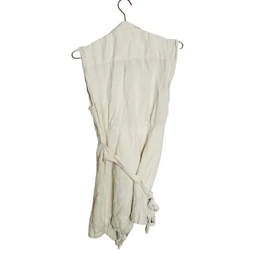DEREK LAM 10 CROSBY x RTR Off White Linen Blend Crisp Apron Dress Size 44