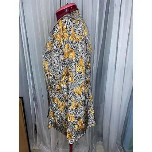 blazer satin filigree gold silver vintage 1980s Size 14