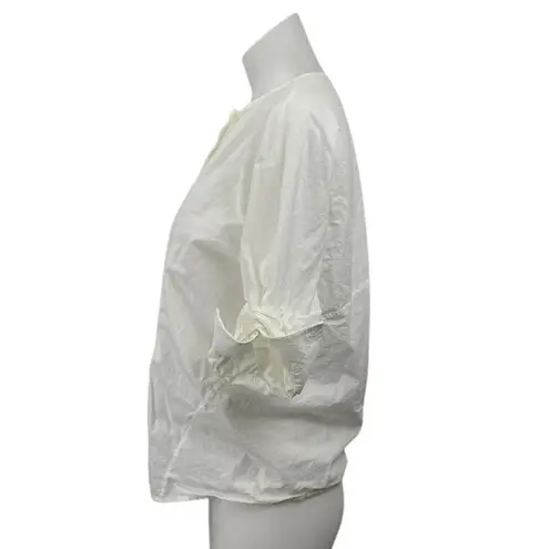 COS Women's White Half Sleeve Crew Neck button Down Blouse Shirt Top Size 6