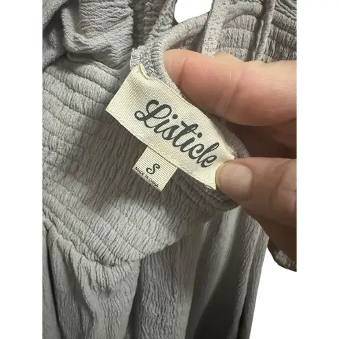 Listicle Gray Smocked Square Neck Tie Back Long Sleeve Mini Dress Women's Size S