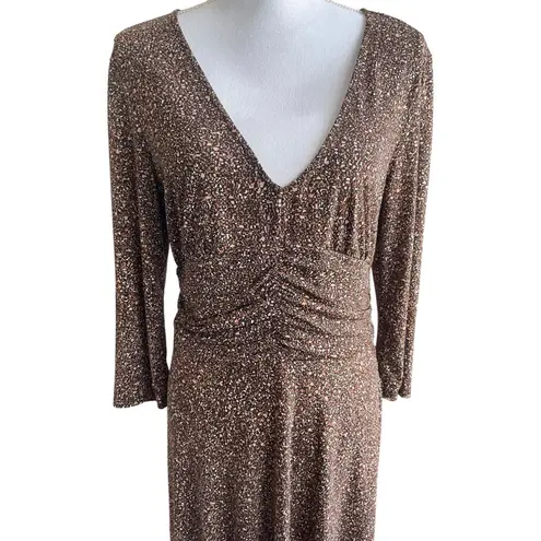 Robbie Bee VTG Maxi Dress Women 10 High Ruched Waist Ditsy Print Modest Retro